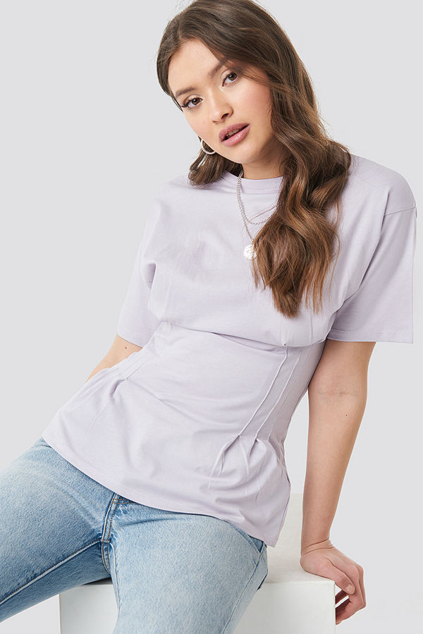 NA-KD Trend Marked Waist Tee lila