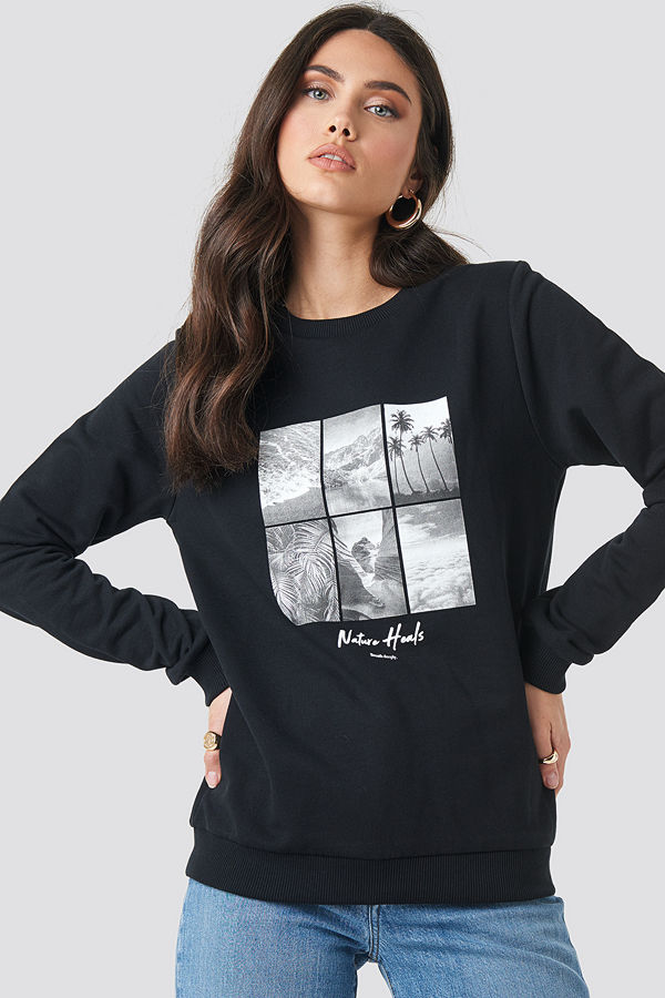 NA-KD Breathe Deeply Sweatshirt svart