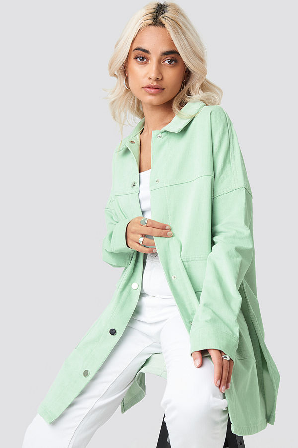NA-KD Corduroy Overshirt Jacket grön