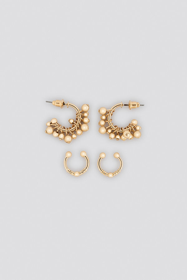NA-KD Accessories smycke Mini Pearl Hoop And Cuff Set guld