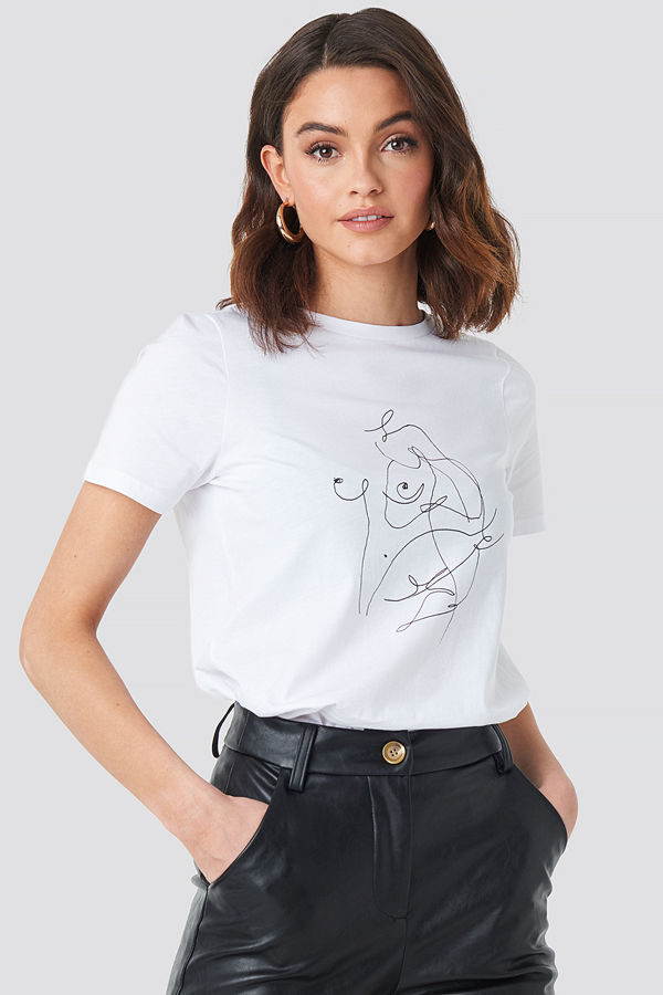 NA-KD Scribble T-shirt vit