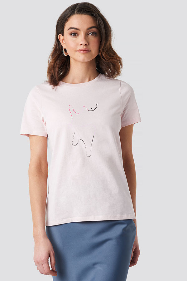 NA-KD Painting T-shirt rosa