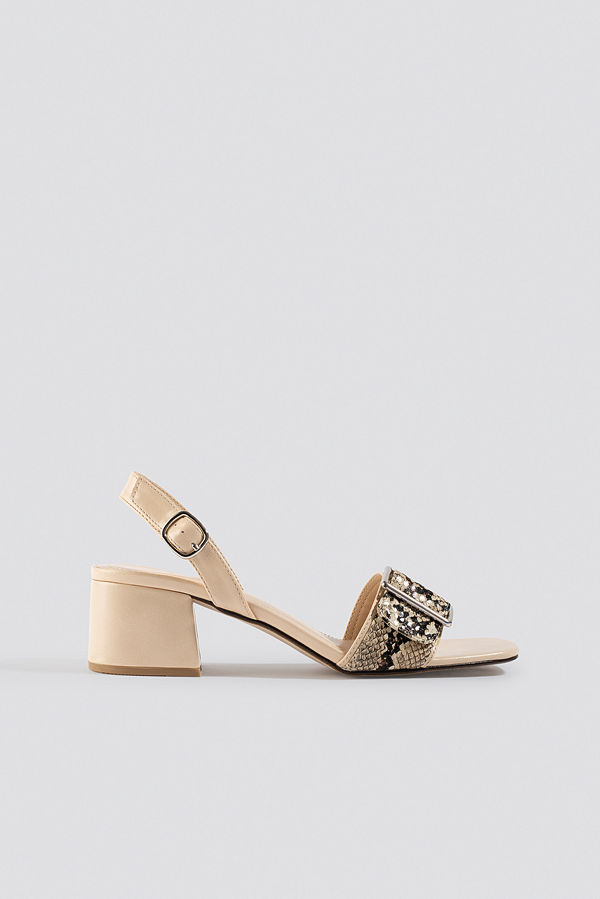 NA-KD Shoes Snake Detail Buckle Sandals beige