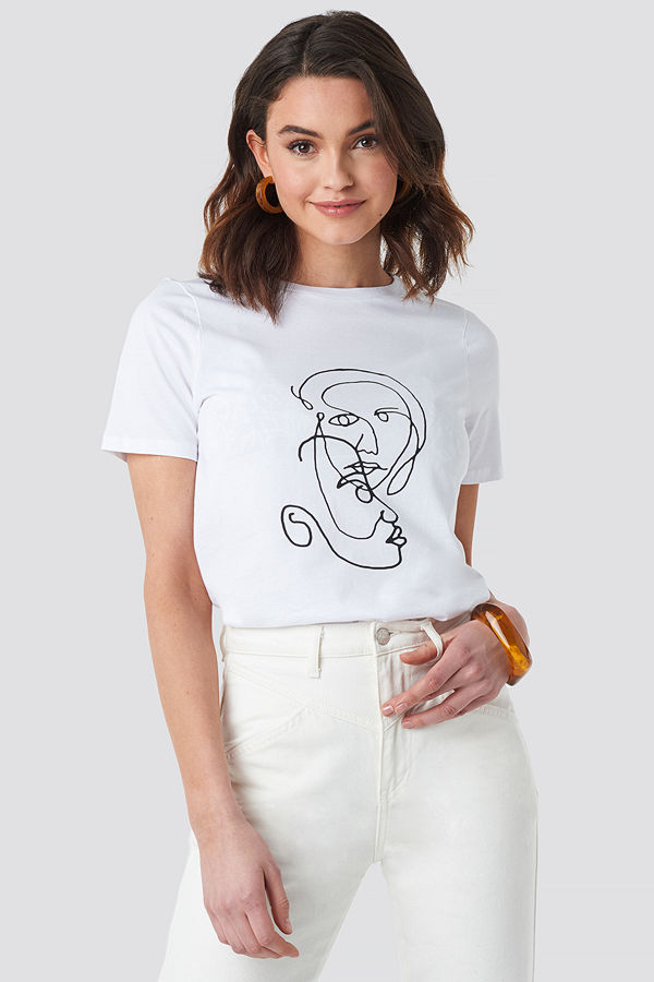 NA-KD Faces T-shirt vit