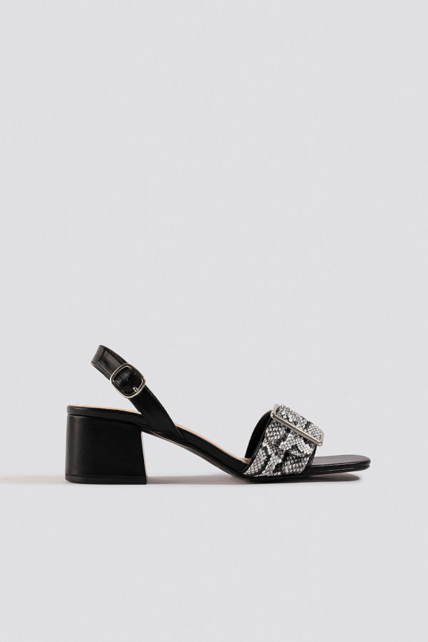 NA-KD Shoes Snake Detail Buckle Sandals svart