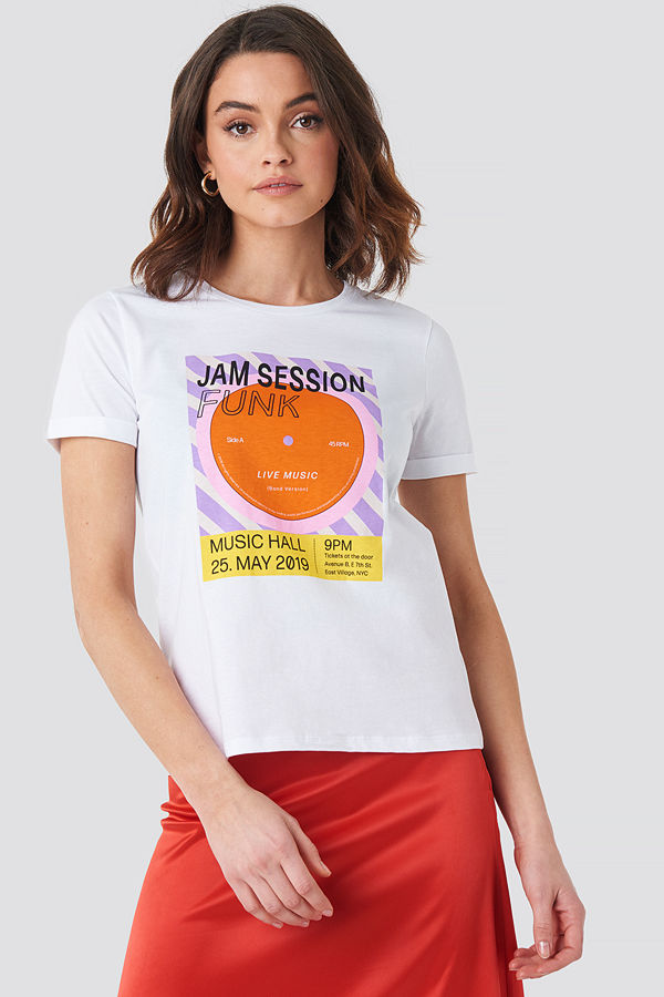 NA-KD Funk Roll Hem T-shirt vit