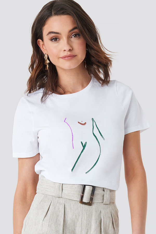 NA-KD Art T-shirt vit