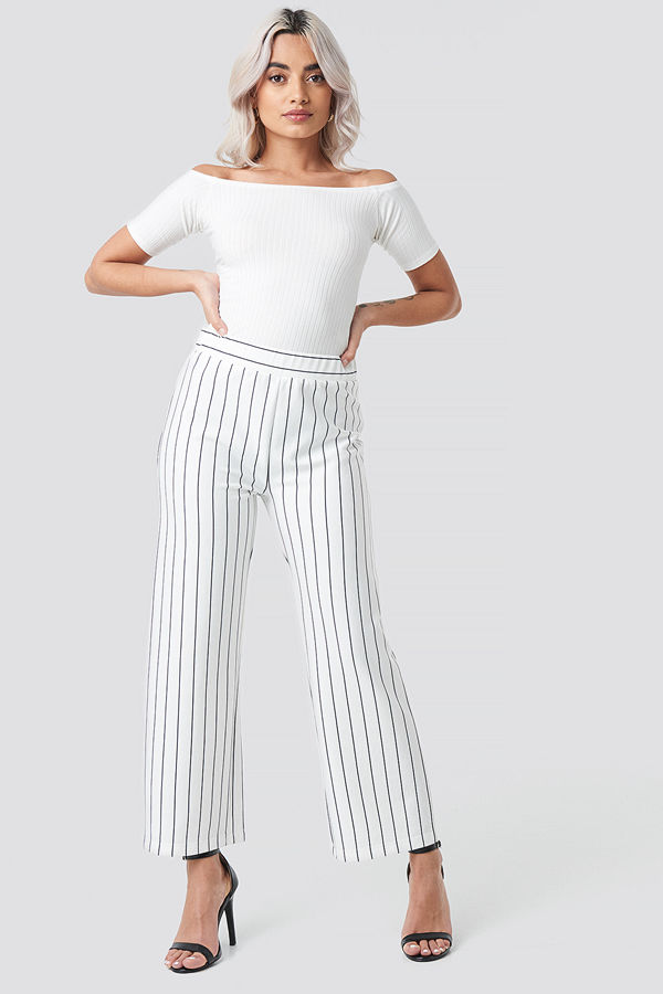 Rut & Circle vita randiga byxor Culotte Stripe Pant vit