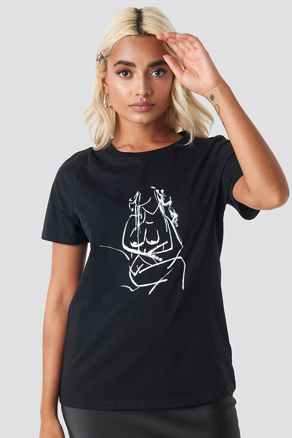 NA-KD Trend Hand Drawn T-shirt svart
