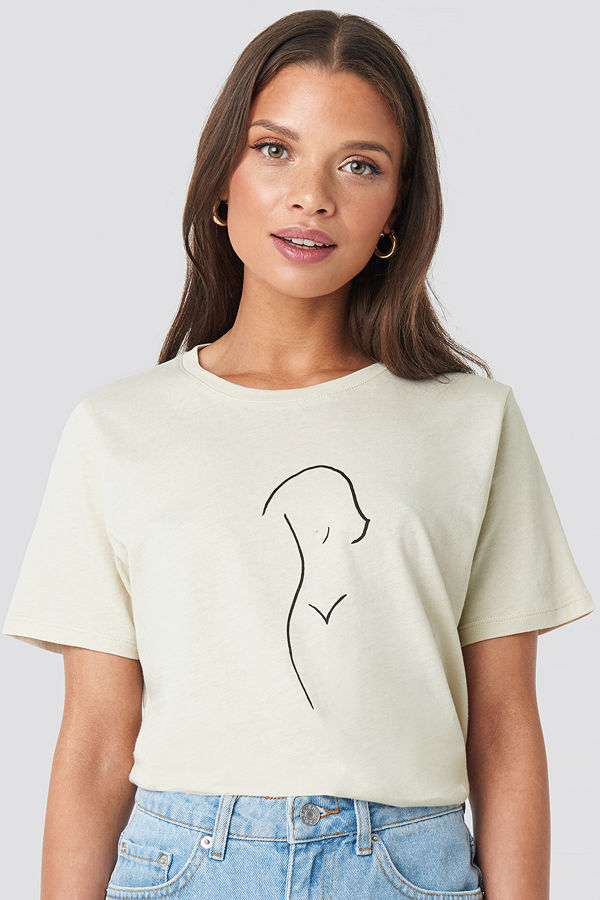 NA-KD Trend Sculpture Body Tee beige