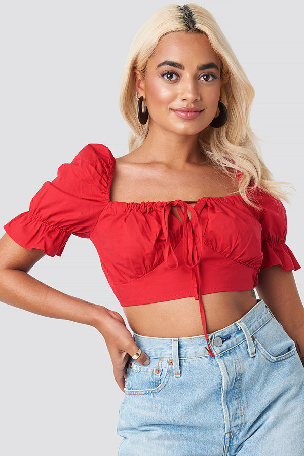 Trendyol Drawstring Detailed Top röd