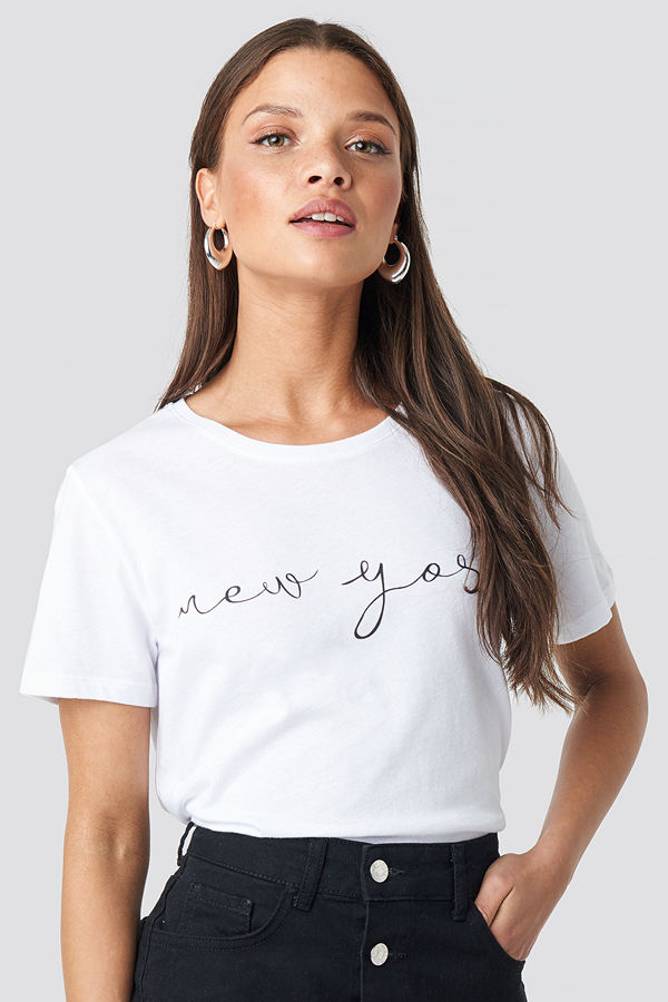 NA-KD New York Print Tee vit