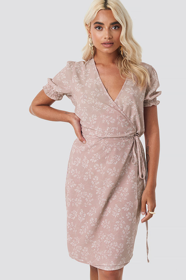 NA-KD Overlap Printed Dress rosa