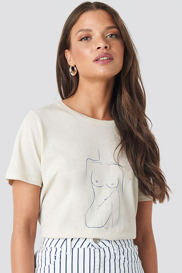 NA-KD Trend Female Body Tee beige