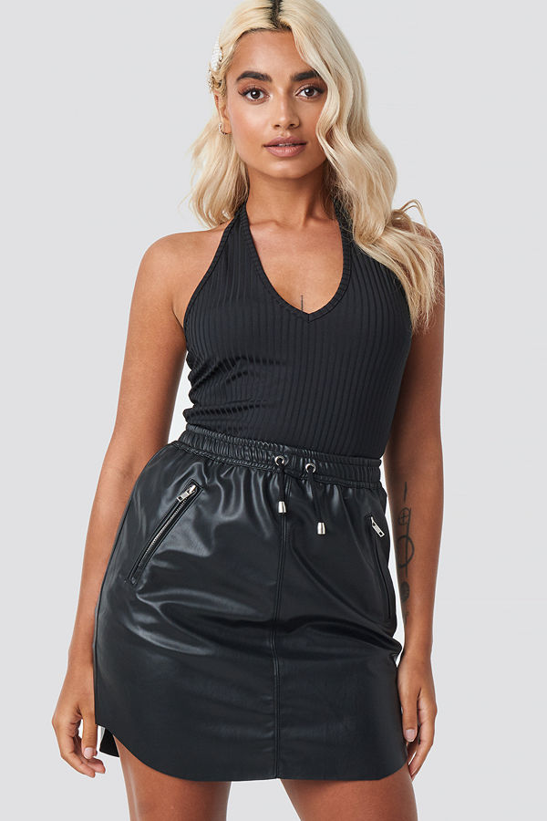 NA-KD Faux Leather Casual Skirt svart
