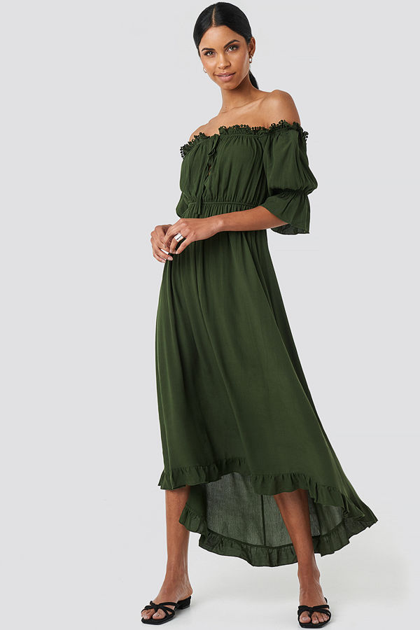 Trendyol Ruffle Detail Maxi Dress grön