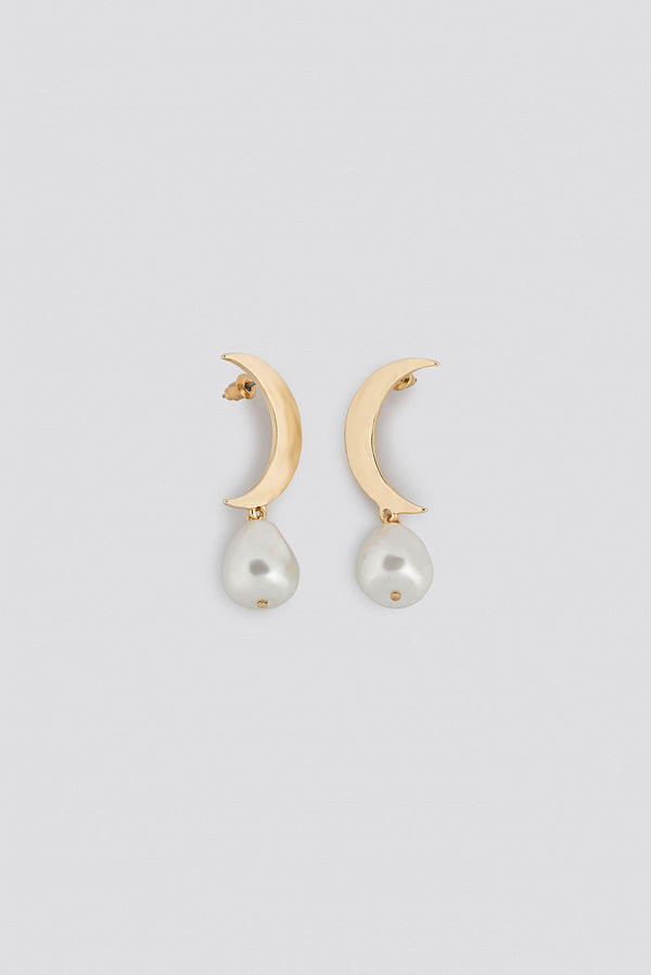 NA-KD Accessories smycke Moon Pearl Drop Earrings guld