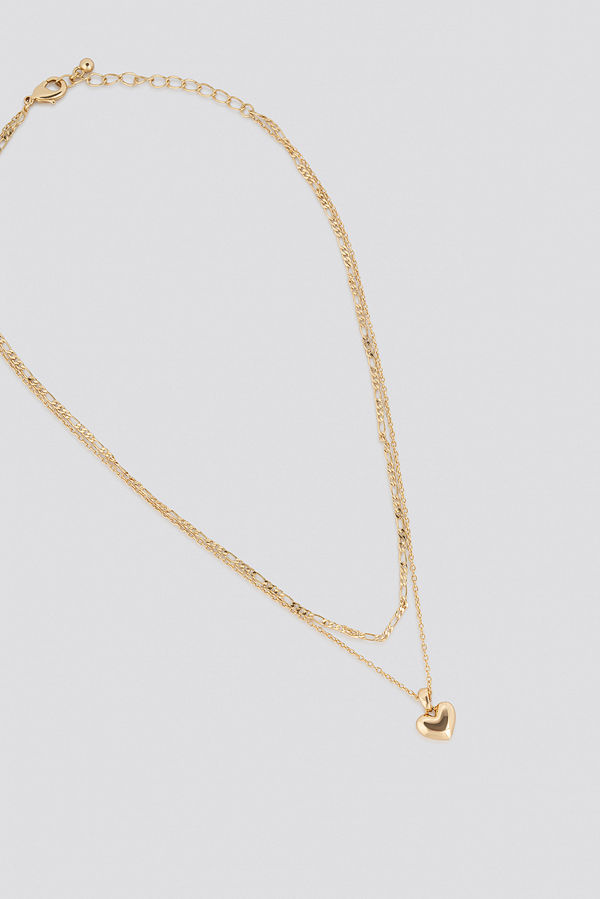 NA-KD Accessories smycke Heart Pendant Double Necklace guld
