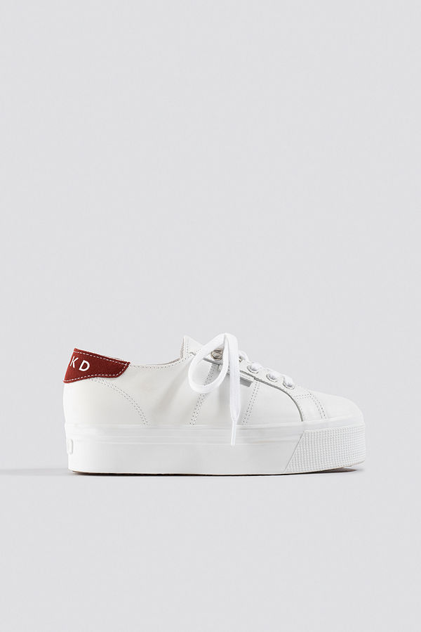 Superga x NA-KD Leather Flatform Sneaker vit