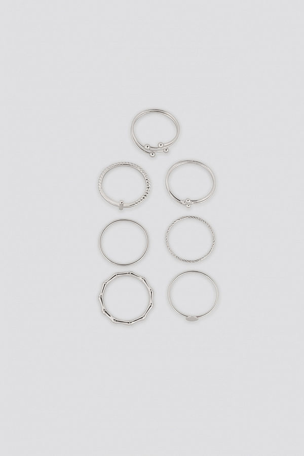 NA-KD Accessories smycke Fine Stacking Rings (7-Pack) silver