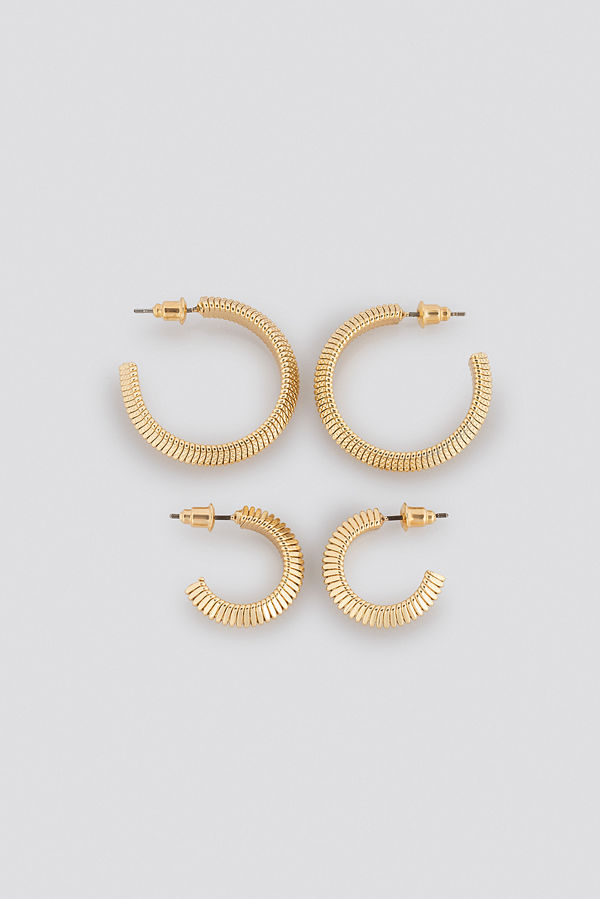 NA-KD Accessories smycke Snake Chain Hoop Earrings (Double Pack) guld