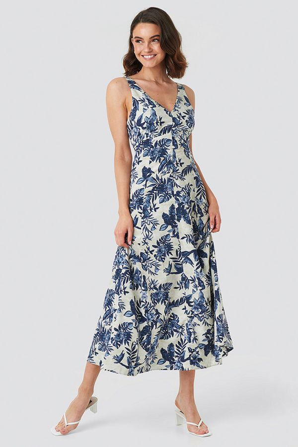 Mango Walter Dress vit blå