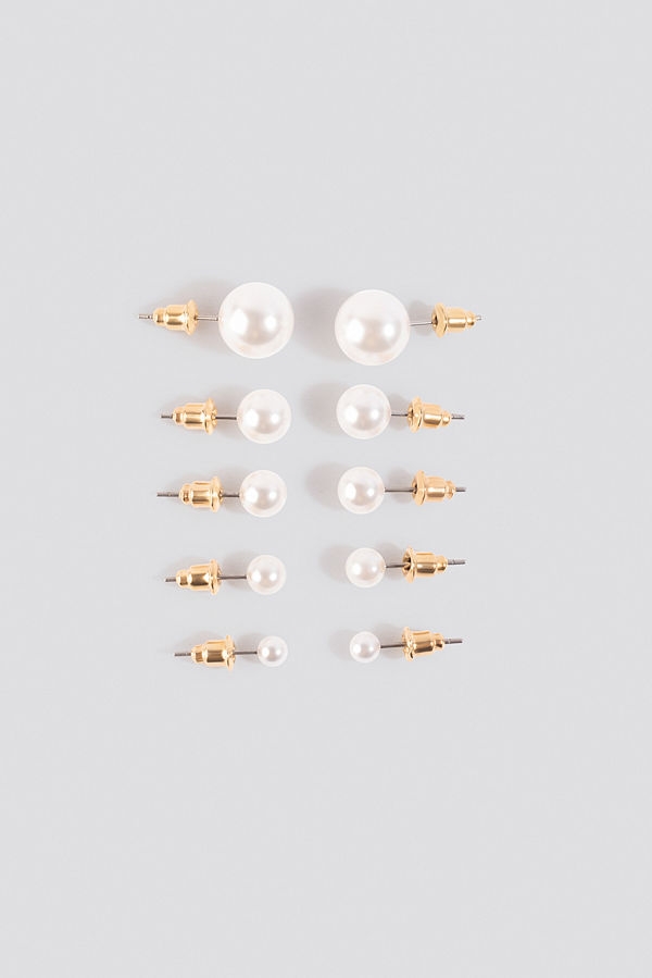 NA-KD Accessories smycke Multipack Pearl Earstuds vit