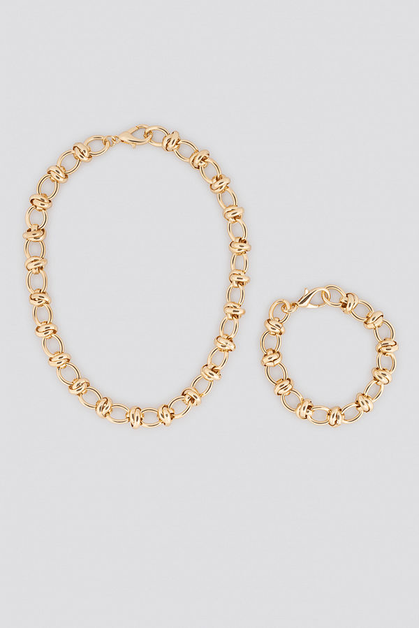 NA-KD Accessories smycke Circular Chain Necklace + Bracelet Set guld