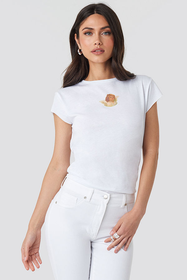 NA-KD Trend Angel Raw Edge Tee vit