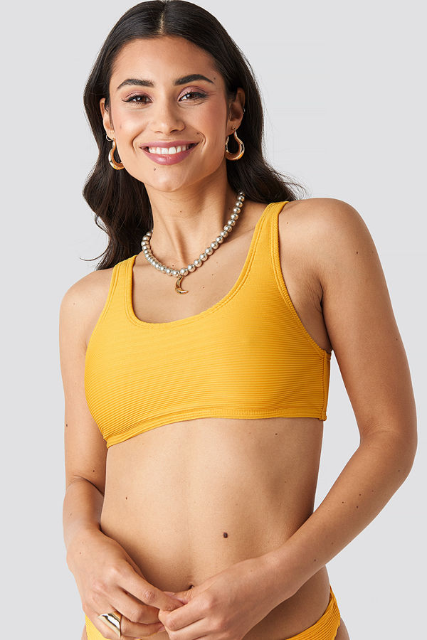 NA-KD Swimwear Ribbed Sporty Bikini Top gul