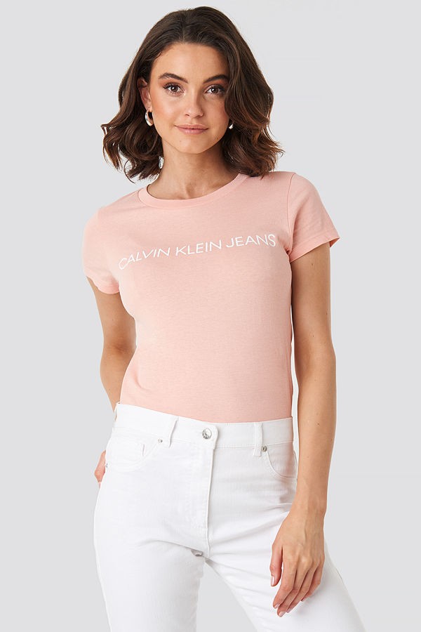 Calvin Klein Institutional Logo Slim Fit Tee rosa
