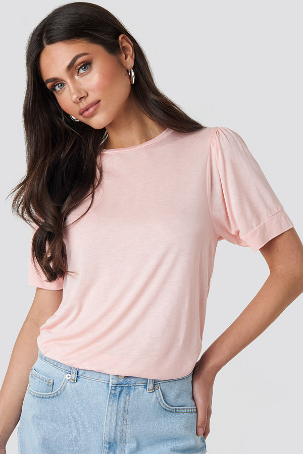NA-KD Puff Sleeve T-shirt rosa