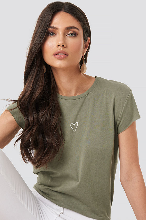 NA-KD Heart Tee grön