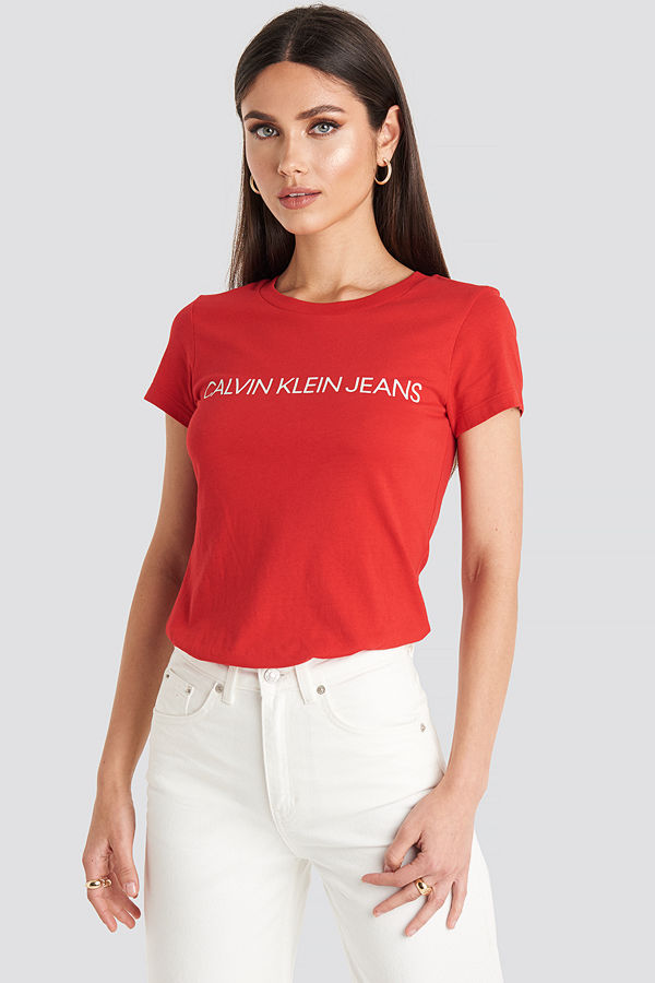Calvin Klein Institutional Logo Slim Fit Tee röd