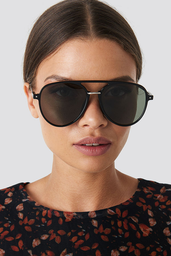 NA-KD Accessories Big Pilot Sunglasses grön
