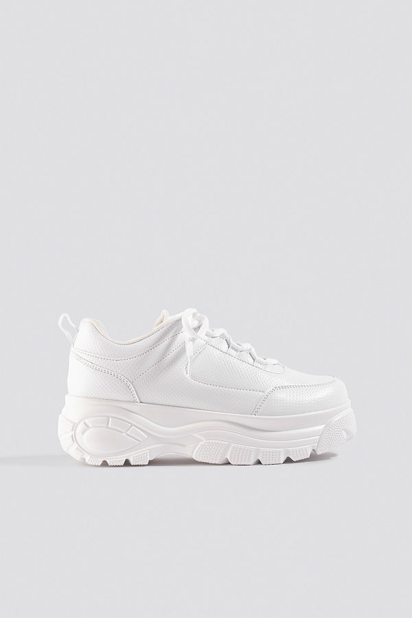NA-KD Shoes Embossed Chunky Platform Trainers vit