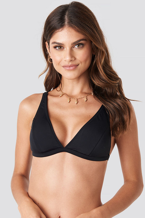 Trendyol Long Triangle Bikini Top svart