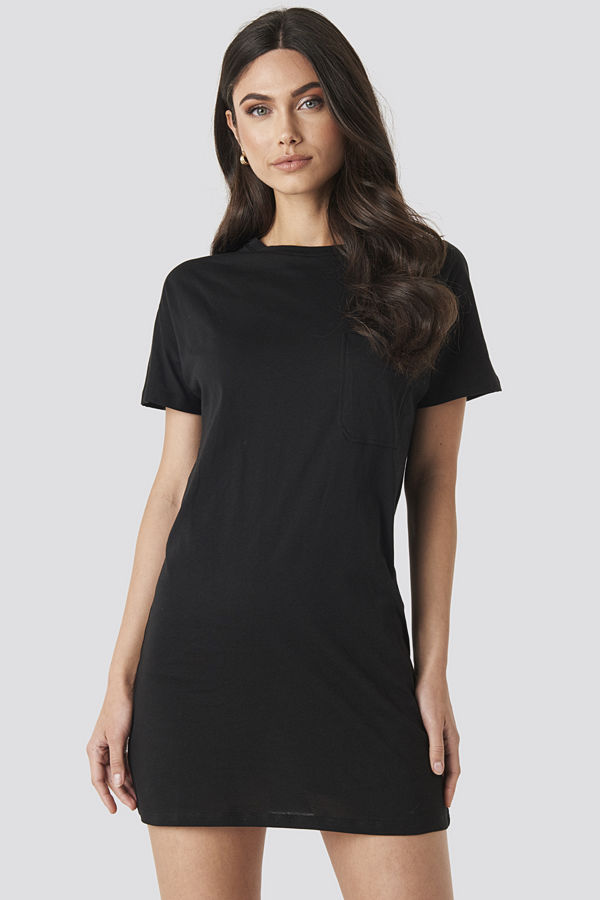NA-KD Chest Pocket T-shirt Dress svart