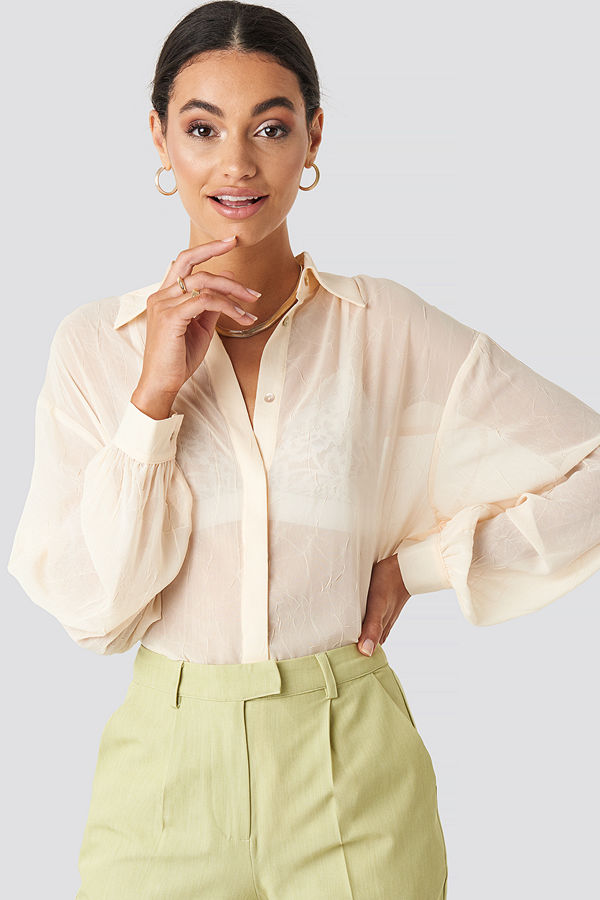 NA-KD Classic Sheer Wrinkle Effect Blouse rosa