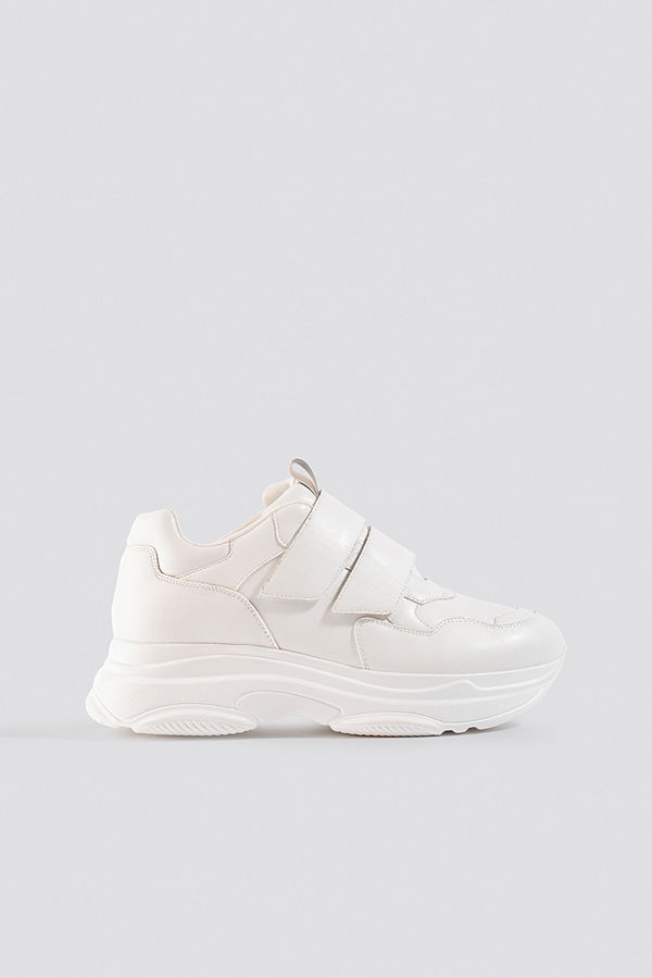 NA-KD Shoes Double Velcro Chunky Trainers vit