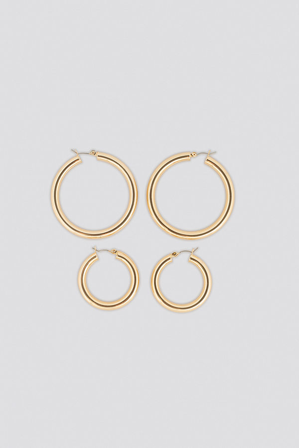 NA-KD Accessories smycke Double Back Basic Hoops guld