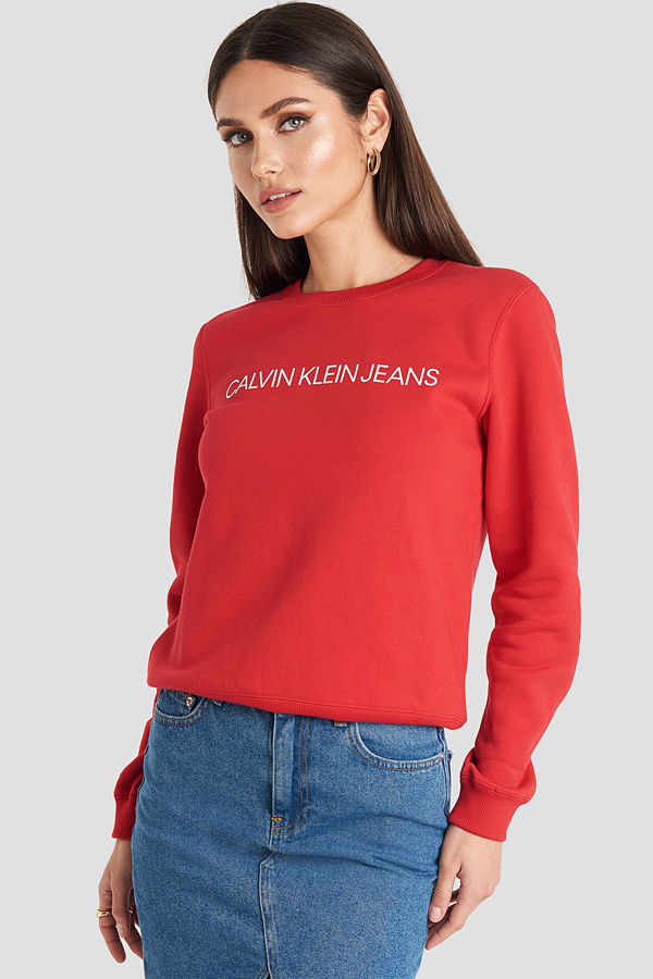 Calvin Klein Ïnstitutional Regular Crew Neck Sweatshirt röd