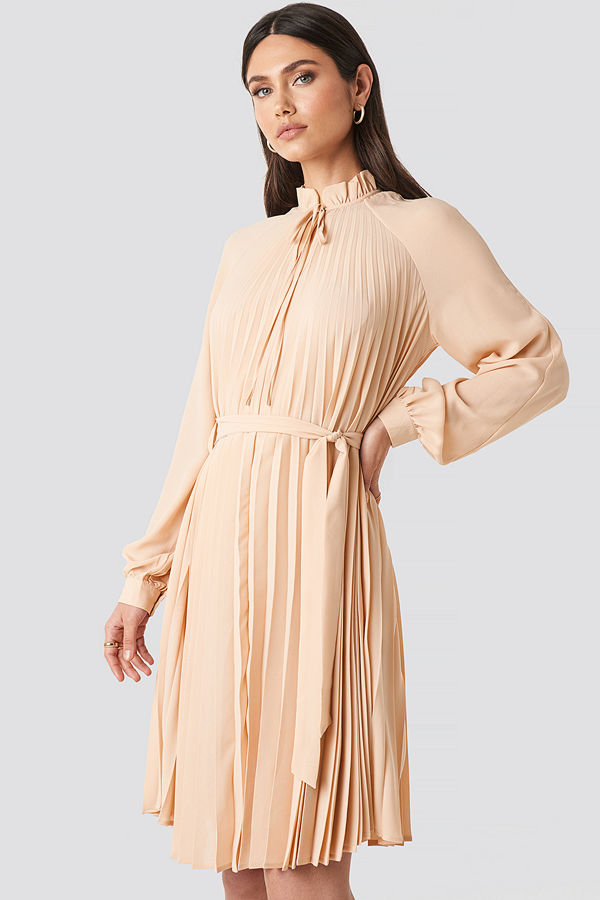 NA-KD Trend Tied Waist Pleated Skirt Dress rosa