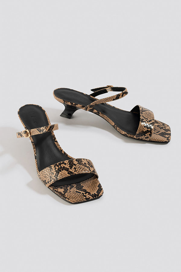 NA-KD Shoes Asymmetric Heel Squared Sandals beige