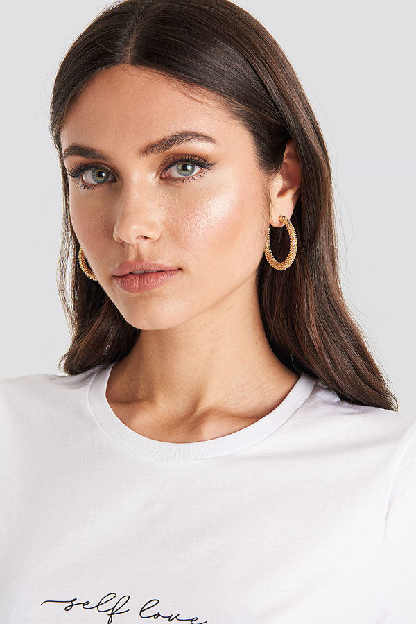 NA-KD Accessories smycke Textured Thick Hoops guld