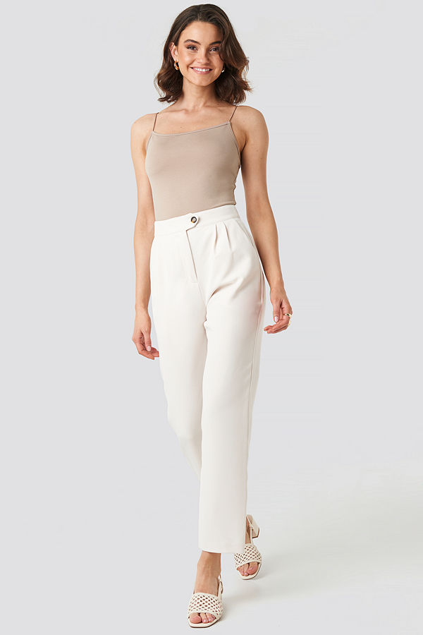 NA-KD Classic vita byxor High Waist Cigarette Pants vit
