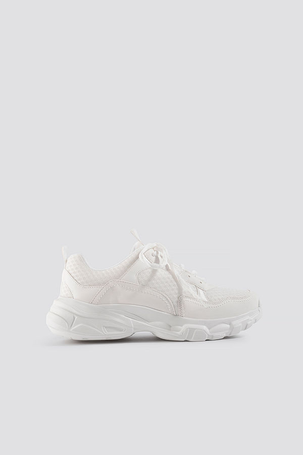 NA-KD Accessories Faux Suede Mesh Trainers vit