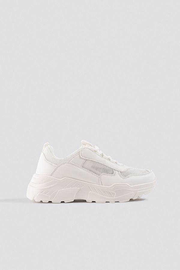 NA-KD Shoes Mesh Mix Chunky Trainers vit