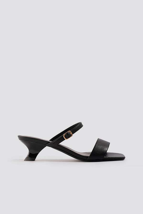 NA-KD Shoes Asymmetric Heel Squared Sandals svart
