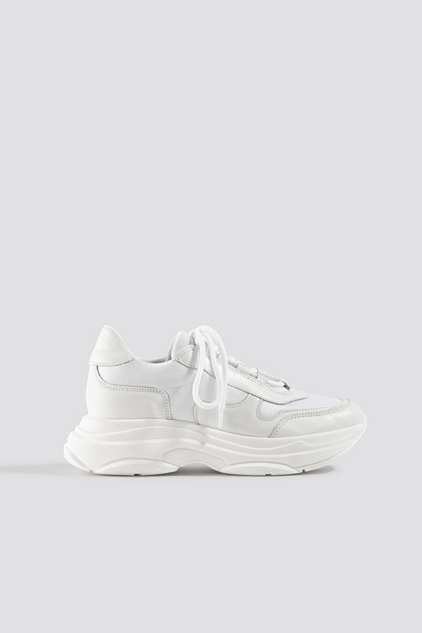 NA-KD Shoes Leather Chunky Trainers vit